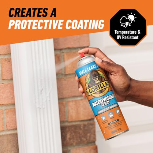 Gorilla Waterproofing Spray, Clear, Flexible Rubberized Sealant, 14 oz - color: Clear, size: 1 - Pack