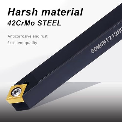 1/2" 12mm Indexable Lathe Turning Tool 14Pcs Kit for Turning - color: 4pcs 1/2" 12mm Sclcr09 Shank +10pcs Inserts