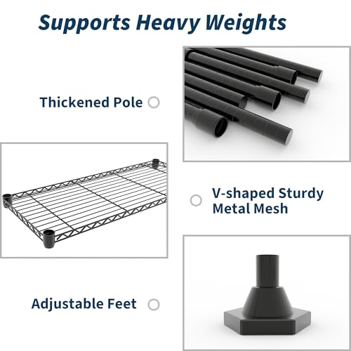 Garvee Metal Storage Shelves 4-Tier, Wire Shelving Rack 59"Wx13.8"Dx59.5"H, - size: 59" W x 13.8" D x 59.5" H(4 Tiers)