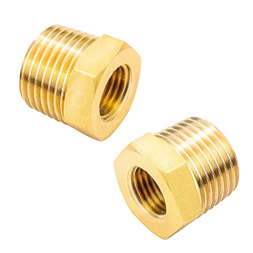 Joywayus 2Pcs Brass Reducing Hex Bushing 1/2" NPT Male to 1/4" NPT Female - size: 1/2" NPT Male x 1/4" NPT Female, style: 2PCS