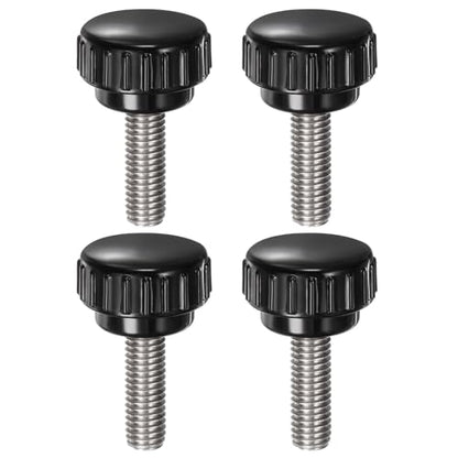 4pcs Knurled Clamping Knobs M8 x 25mm Metric 304 Stainless Steel Male Thread Thumb Screw on Type 25mm Plastic Round Head Threaded Hand Bolt Stud Knobs Black