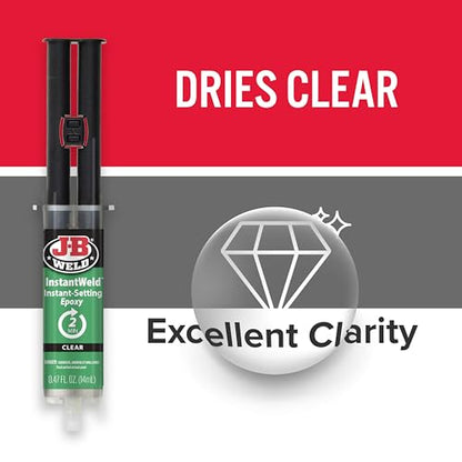 J-B Weld InstantWeld - Clear, 2 Minute Set Epoxy Adhesive, Static Mixer No Mess Application - 14ml - size: 14ml