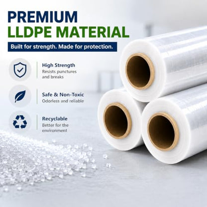 Stretch Film Shrink Wrap 17" x 1500 FT, 2 Rolls, 80 Gauge - size: 17IN-Clear-2 Rolls