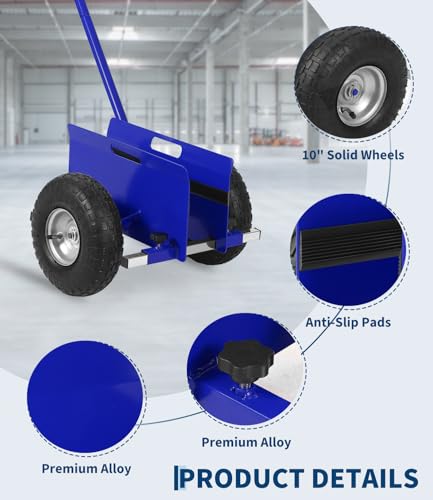 Garvee Panel Dolly with Extended Handle, 660 LBS Capacity, Heavy Duty Drywall Cart with 10" Solid Rubber Wheels, Panel Cart for Sheetrock Plywood & Doors Transport - color: Blue | 2 Pack