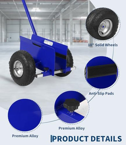 Garvee Panel Dolly with Extended Handle, 660 LBS Capacity, Heavy Duty Drywall Cart with 10" Solid Rubber Wheels, Panel Cart for Sheetrock Plywood & Doors Transport - color: Blue | 2 Pack