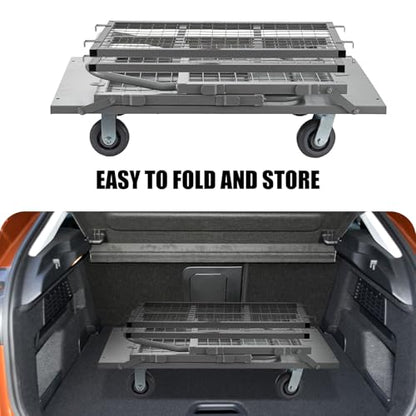 SmarketBuy Platform Truck Cart with Cage, 5 in 1 Heavy Duty Platform Carts with Cage 2000 LBS Capacity Foldable Push Cart Dolly with 5" Casters for Groceries/Garage/Warehouse