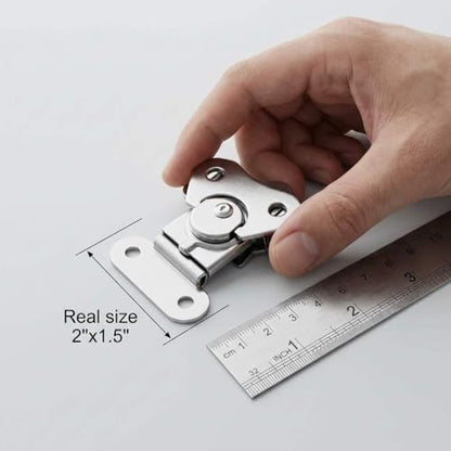 QWORK Compact Stainless Steel Catch Latch 2"x1.5" – 4 Pack Secure Closure for Flight Cases, Tool Boxes & Gear Cases