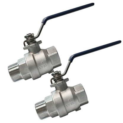 1 Inch 316 Stainless Steel Ball Valve NPT Full Port 2-Pack - size: 316 1" NPT F x M