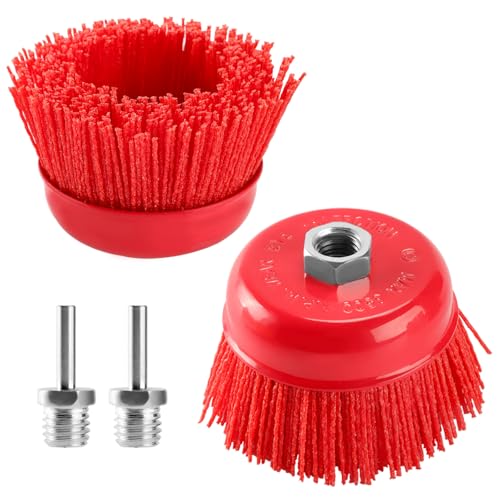 POLIWELL 2 Pack 4 Inch Abrasive Nylon Bristle Cup Brush