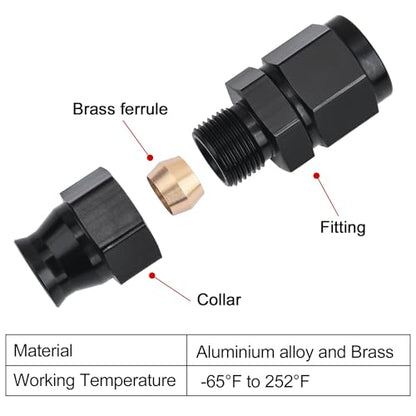 EVIL ENERGY 10AN Female Flare to 5/8" Compression Hardline Fitting Aluminum Black 2PCS - size: 10AN to 5/8