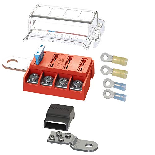 Blue Sea Systems ST Blade Fuse Block Battery Terminal Mount 4 Way Circuit Kit, 100 Amps, 5024 - color: With cover, style: 4 Circuit + Neg - Terminal Mount