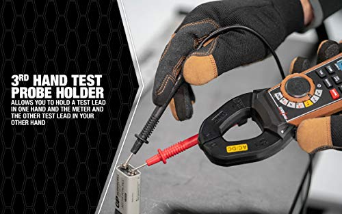 Southwire Clamp Meter - True RMS Accuracy for Precise AC/DC Measurement - Built-In Voltage Tester - Third-Hand Probe Holder - CAT III 600V Safety Rated