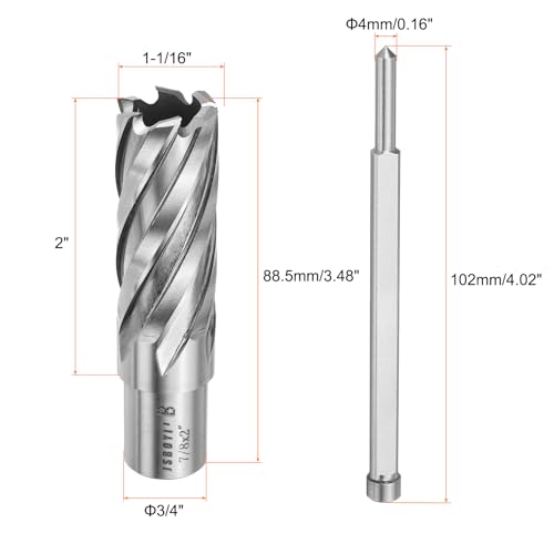 HARFINGTON Annular Cutter 7/8" Cutting Diameter Shank 3/4" with 2" Depth of Locating Pin M2 High-Speed Steel Drill Bit Annular Cutter for Standard Magnetic Drills Machine Tools Mills - size: 7/8 inch * 2 inch