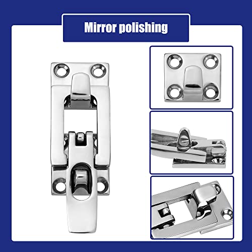 Marine Anti-Rattle Square Latches for Boat Door Hatch, Hold Down Clamp Latches, Lockable, Sturdy Construction, 316 Stainless Steel, with Screws