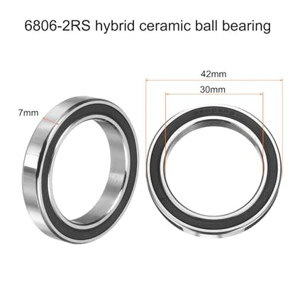 uxcell 6806-2RS Hybrid Ceramic Deep Groove Ball Bearings 30x42x7mm Si3N4 Silicon Nitride Balls Steel Rings Double Sealed Bearing for Motors, CNC Spindles (ABEC5) - size: 6806-2RS