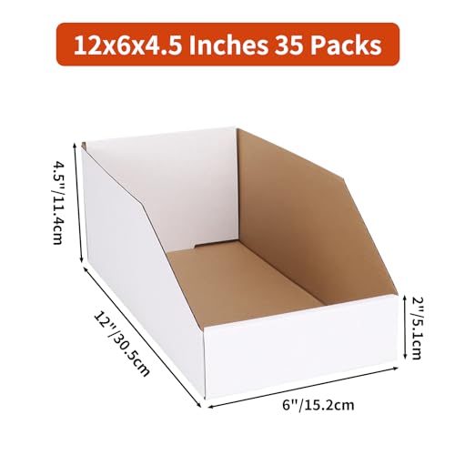 ZBEIVAN Cardboard Storage Bins Boxes 35 Packs 12x6x4.5 Inches, Easy Assembly Pantry Organizer Bins for Shelf, White - color: White, size: 12x6x4.5 inch