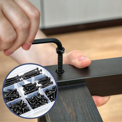 480Pcs M3 Black Metric Hex Socket Cap Head Self Tapping Screws for Plastic