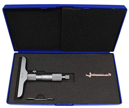 Depth Micrometer, 0-1" Measuring Range, 0.001" Graduation, Professional Precision Depth Gauge for Machining, Engineering & Metalworking, High Accuracy Tool - size: Depth Micrometer (0-1" Range)