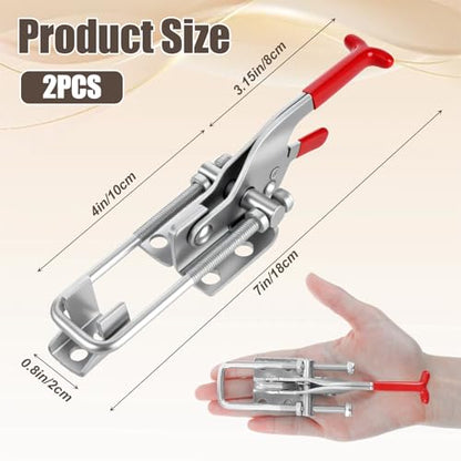 Heavy Duty Toggle Clamp Capacity 2000lbs, 304 Stainless Steel Adjustable U Bolt Self-Lock Latch for Tire Carrier, 90 Degree Lock for Cam Sliding Door