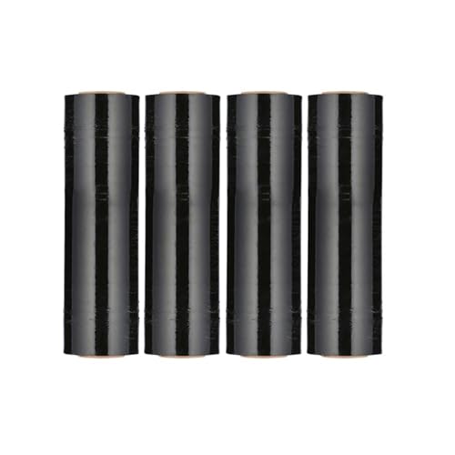 PSBM Dark Black Stretch Wrap, 4 Rolls 18 Inch x 1000 Feet 100 Gauge, Heavy Duty Plastic Wrap Industrial Strength Shrink Film for Moving, Packing & Shipping - color: Black, size: 4 Rolls