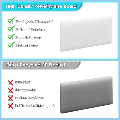 Hdpe Sheet 0.4 Inch Thick, 3" x 6" High Density Polyethylene Board, Thick Plastic Sheet for Craft, Plastic Cutting Board, Heavy Duty Industry - size: 3" X 6", style: 0.4" Thick