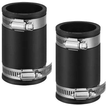 2 Pcs 2 Inches Flexible TPE Coupling with Stainless Steel Clamps - size: 2 Inches