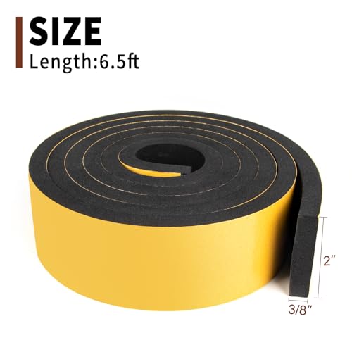 Yotache Self Sticking Foam Insulation Tape 2" W X 3/8" T, 6.5 Ft - size: 2"x3/8"x6.5 FT
