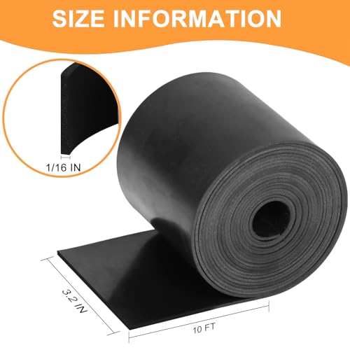 Neoprene Rubber Sheet, Solid Rubber Seal Strips for DIY Gasket Materials, Oil-Resistance, Sound Reduce and Anti-Slip for Flooring, Pads, Bumpers, Supports (3.2In x 1/16In x 10Ft) - size: 3.2In x 1/16In x 10Ft, style: No Backing Adhesive
