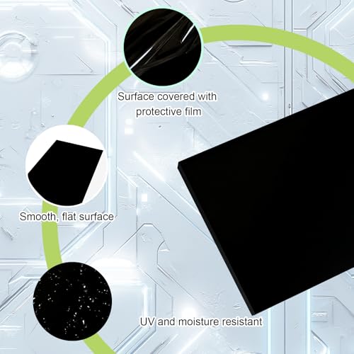 HDPE Sheet 1/4-24" x 48" High Density Polyethylene Sheets with Protective Film 1/4 Thick HDPE Plastic Sheet Board Solid Plastic Block for Flat Panel DIY Projects Machining Home (Black) - color: Black, size: 24“x48"x1/4"