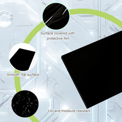 HDPE Sheet 1/2-12" x 24" High Density Polyethylene Sheets with Protective Film 1/2 Thick HDPE Plastic Sheet Board Solid Plastic Block for Flat Panel DIY Projects Machining Home (Black) - color: Black, size: 12“x24"x1/2"