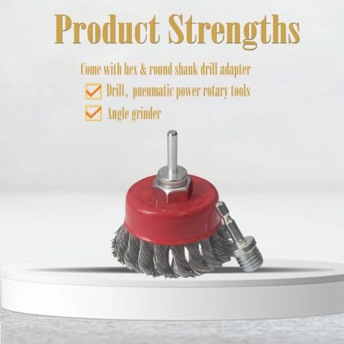4Pcs 3" Knotted Wire Cup Brush for 4-1/2" Angle Grinder, Carbon Steel Wire Brush for Heavy Rust, Corrosion, Paint Removal, Fits 5/8"-11 UNC Arbor(with 2 Pcs 1/4" Shank Drill Adapter) - style: 3" Knotted Wire Cup Brush