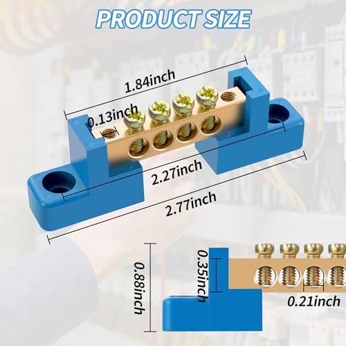 Neutral Bar, 4 Pack 4-Position Brass Terminal Block - size: 4 Position, style: Neutral Bus Bar