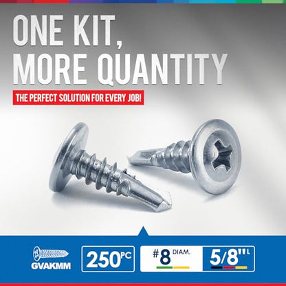 0.75LB (250pcs),#8x5/8''Sheet Metal Self-Tapping Screws,Modified Truss Head Zinc-Plated Self-Drilling Tek Screws,Ideal for Wood,Metal,Plastic and More(5/8 Inch,16mm,250Pcs) - size: #8x5/8 inch