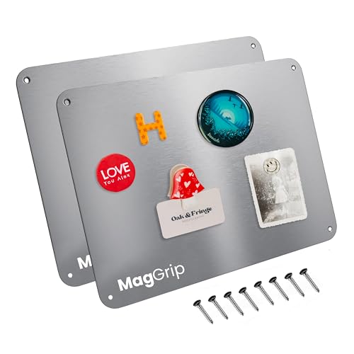 9 inches x 6.5 inches Stainless Steel Plate for Magnets, 3M Adhesive Back, Mounting Screws, Ideal for Magnetic Shelf, Spice Holders, Fridge Magnets. Mount Anywhere! (Silver, 2 Pack) - color: Silver, size: 2 PACK