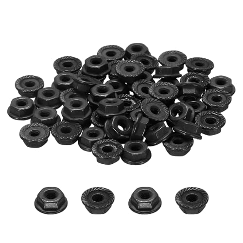100Pcs Serrated Flange Hex Nuts #10-24-UNC 304 Stainless Steel - color: Black, size: #10-24