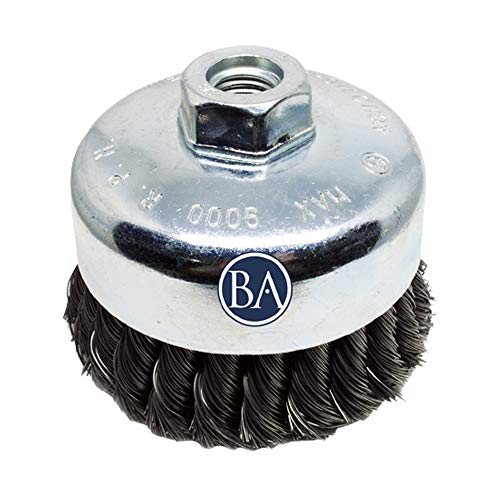 Benchmark Abrasives 4" Knot Wire Cup Brush for Narrow Holes Derusting Paint Removal Deburring Ferrous Metals Concrete, Wire End Brush for Angle Pneumatic Grinder - (Carbon Steel) - size: 4" Knot Wire, style: Carbon