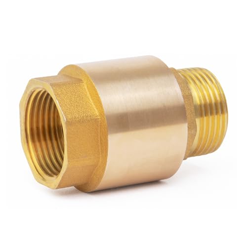 ChillWaves Brass In-Line Spring Check Valve DN15 1/2" Male x 1/2" Female Thread, One-Way Non-return Vertical Check Valve for Backflow Prevention(2-PACK) - size: 1/2" Male x 1/2" Female(DN15)