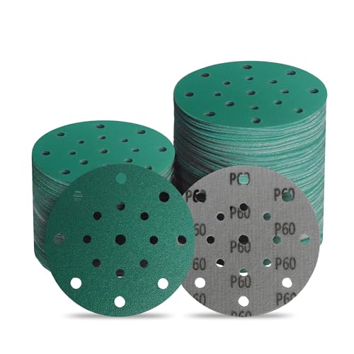 6-Inch 17-Hole 60 Grit Zirconia Alumina Hook & Loop Sanding Discs, Heavy-Duty Polyester Film Backing, Wet/Dry Anti-Clog for Random Orbital Sanders - Wood, Automotive, Metal - 50 Pack - color: 60 Grit, size: 6 Inch 17 Hole