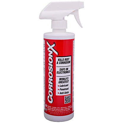 CorrosionX Rust Inhibitor, Industrial-Strength Dielectric Corrosion Prevention, Lubricant & Penetrant for Marine, Automotive, Electronics & RV Use, Protects Bolts, Cables, Engines, 16oz Trigger Spray - size: 16oz Trigger Spray