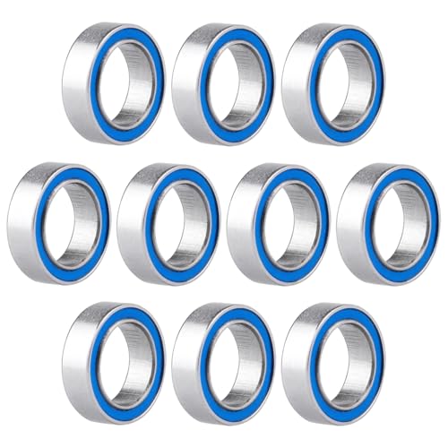 10pcs MR128-2RS Ball Bearings - Miniature Deep Groove Ball Bearing Double Blue Rubber Sealed Chrome Steel for RC Cars/Planes/Drone/Robotics and Small Electric Motors(8x12x3.5mm) - size: 8x12x3.5mm MR128-2RS