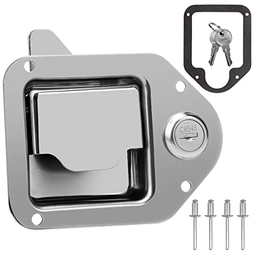 BAUMFEUER Truck Tool Box Latch Replacement 304 Stainless Steel Toolbox Paddle Lock Handle with Keys for Truck, RV, Trailer, UTV, ATV Box (1 Pack) - size: 4.3"L x 3.3"W