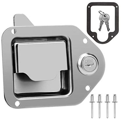 BAUMFEUER Truck Tool Box Latch Replacement 304 Stainless Steel Toolbox Paddle Lock Handle with Keys for Truck, RV, Trailer, UTV, ATV Box (1 Pack) - size: 4.3"L x 3.3"W