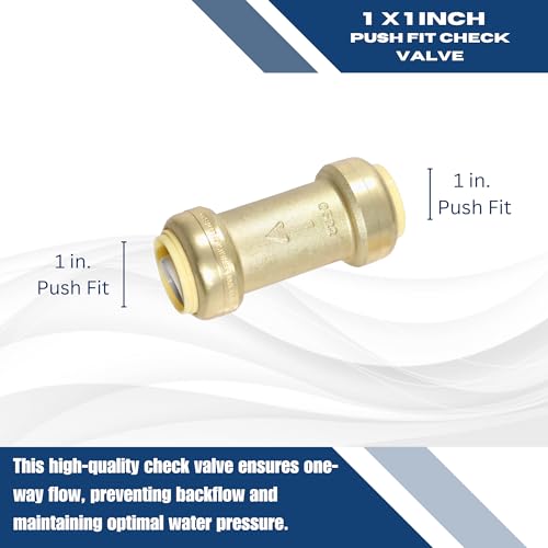 1 Pack XFITTING 1" x 1" Push Fit Check Valve, NSF ANSI61, Brass