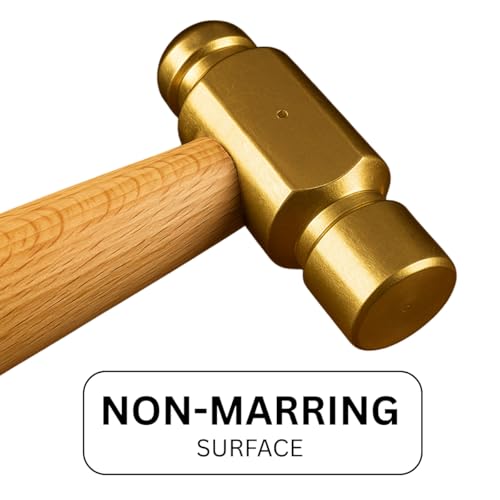 ARTESIA TOOL 10" (25.4 cm) Brass Ball Pein Hammer | 1/2" (1.27 cm) Striking Surface | Spark-Free | Solid Wood Handle | Ideal for Jewelers & Metal Crafting