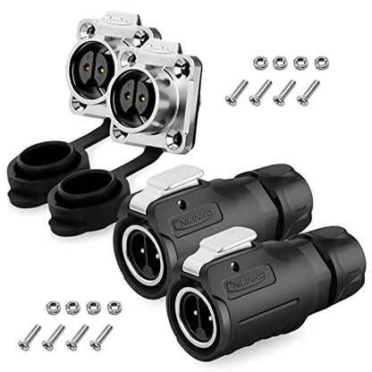 2 Pin Connector Waterproof Connector, 2Pcs Industrial Solder Power Connector, Aviation Cable Connector for Automotive,Lights and Other Indoor/Outdoor Wire Connections - style: 2 PIN,2 PCS