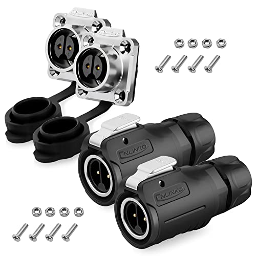 2 Pin Connector Waterproof Connector, 2Pcs Industrial Solder Power Connector, Aviation Cable Connector for Automotive,Lights and Other Indoor/Outdoor Wire Connections - style: 2 PIN,2 PCS