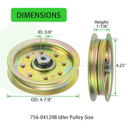 2 Pack 756-04129B Idler Pulley for Cub Cadet 42" 50" RZT 50 Deck - color: A02 2x756-04129B Yellow