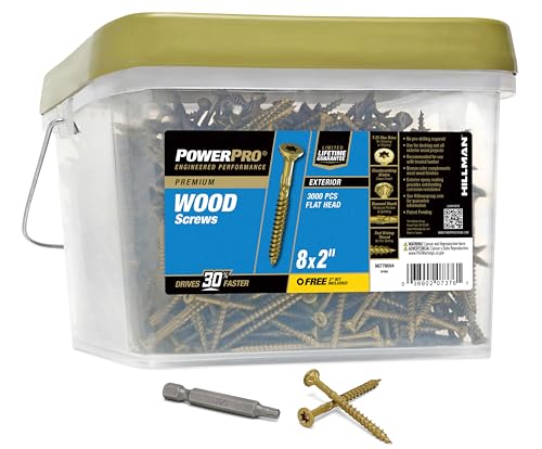 Power Pro Exterior Wood Screws, #8 x 2in, 3000 Pieces, Bronze - color: Bronze, size: #8 x 2"