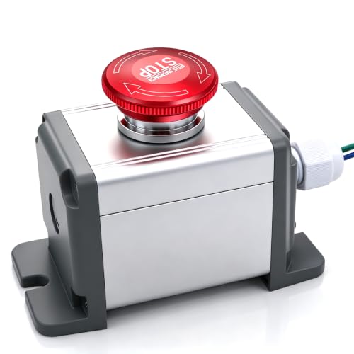mxuteuk 22mm Stainless Steel Metal Latching Emergency Stop Push Button Switch Waterproof IP65 12-220V 3A 1NO 1NC Switch Station Box with Connection Plug,MXU-DT-JH - color: Red/MXU-DT-CT-Metal BOX, size: 1NC 1NO
