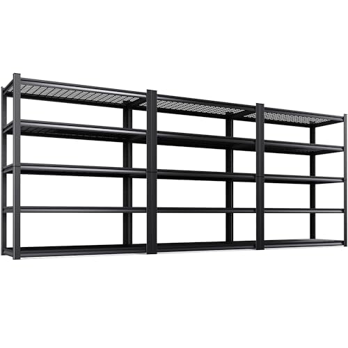 3-Pack Heavy Duty Garage Shelving for Large Storage & Garage Organization, 78"H x 46"W x 20"D 5-Tier Adjustable All Metal Wire Shelf for Tools, Storage Bins, Bulk Items, Warehouse & Workshop - size: 46"Wx19.7"Dx78"H